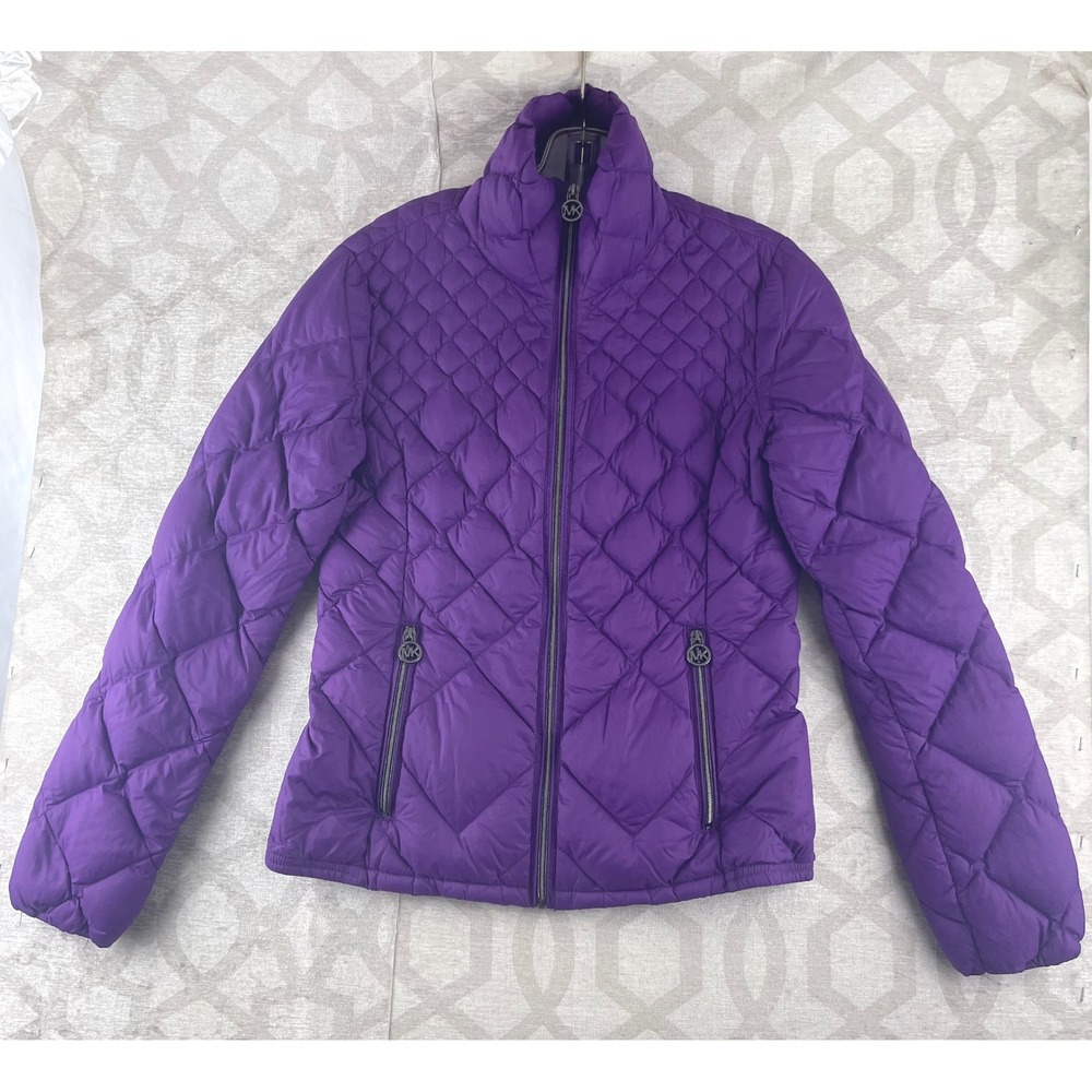 Michael Michael Kors Womens Purple Quilted Packable Down Puffer Jacket XS‎
